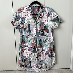 Zara | Mini Shirtdress w/ Multicolor Graphic Cartoon Design